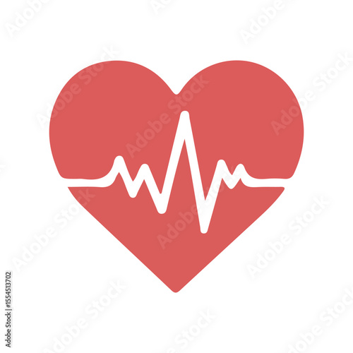 Heart with Heartbeat Icon – Red Medical and Health Symbol