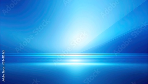 A minimalist abstract art piece showcasing a serene, reflective surface under a gradient blue sky.