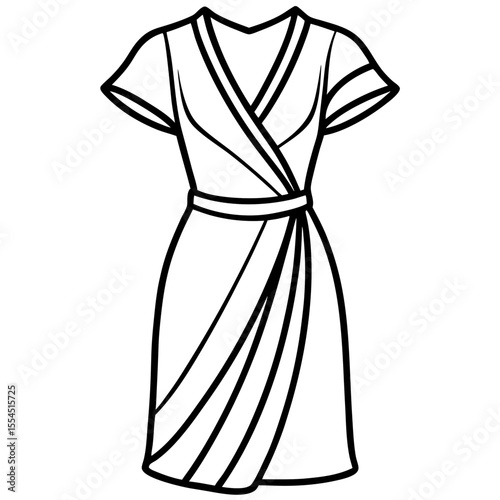 Wrap Dress line art vector