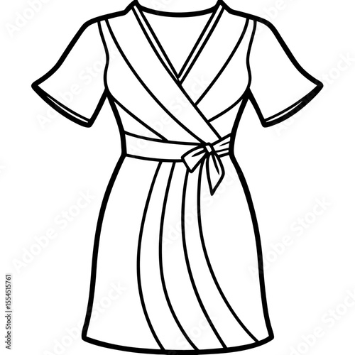 Wrap Dress line art vector