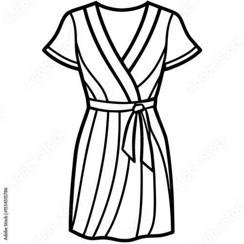 Wrap Dress line art vector