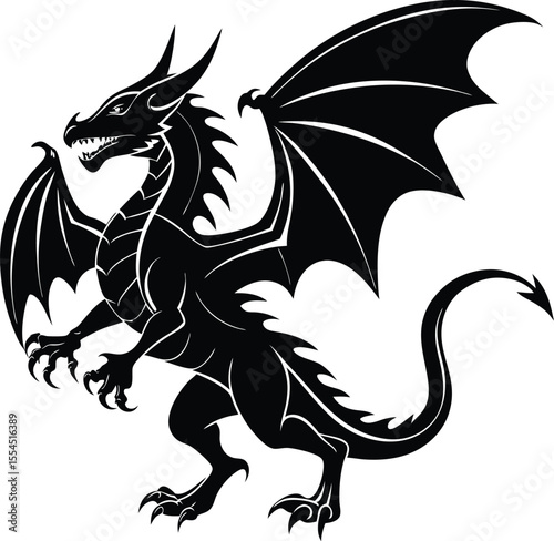 Silhouette of a dragon in flight