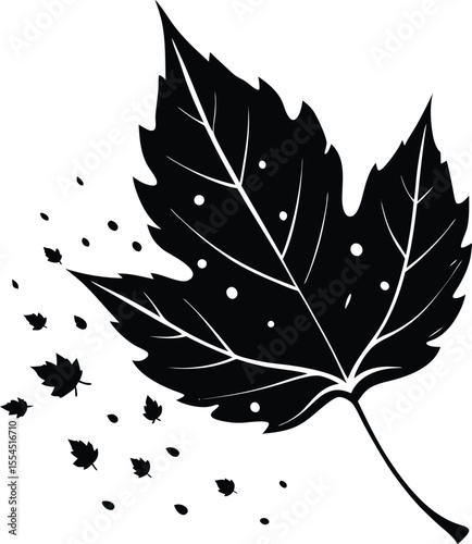 Silhouette of a falling autumn leaf