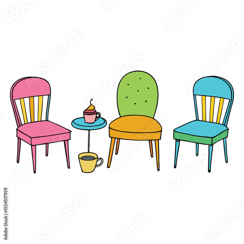 Cozy coffee table with matching chairs, perfect for living rooms or patios. A stylish spot to enjoy coffee, chat, or read, adding warmth and function to your space.
