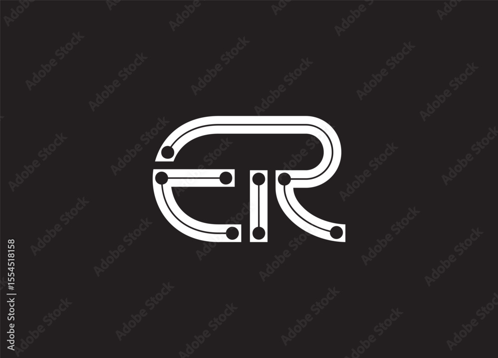 Modern and creative ER letter logo design in minimalist monogram style, ideal for branding, business, fashion, and technology identity.
