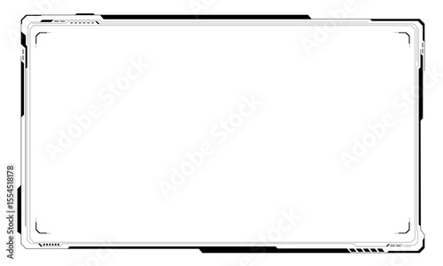 HUD frames black user interface elements design modern technology futuristic control panel screen digital hologram window gaming menu touching cyber monitor set on white background vector
