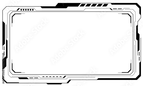 HUD frames black user interface elements design modern technology futuristic control panel screen digital hologram window gaming menu touching cyber monitor set on white background vector