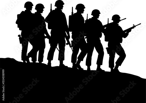 soldiers, military, army, advance, uphill, climb, 