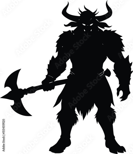 Silhouette of a minotaur with axe