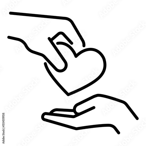 Conceptual icon of giving and compassion. Symbolizes love, support, charity, kindness, and mutual aid.