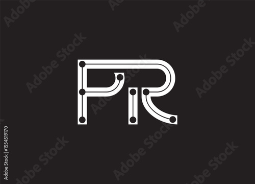 Modern and creative PR letter logo design in minimalist monogram style, perfect for branding, business, fashion, and technology identity.
