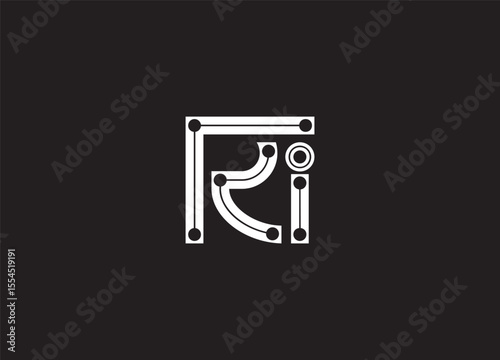 Modern and creative RI letter logo design in minimalist monogram style, perfect for branding, business, fashion, and technology identity.
