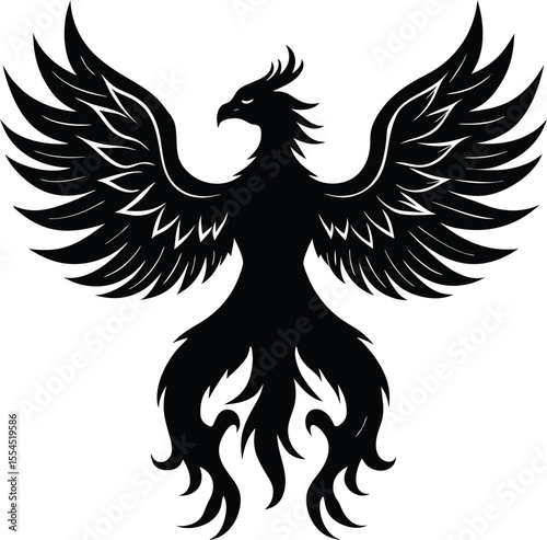 Silhouette of a phoenix rising