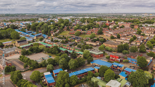 Εκτύπωση καμβά Newcastle upon Tyne UK: 24th May 2025: Aerial view of Byker