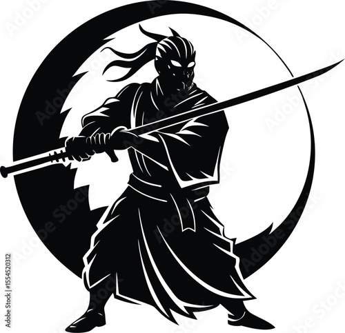 Silhouette of a samurai with katana