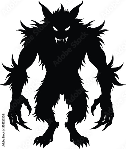 Silhouette of a shadow beast with glowing eyes
