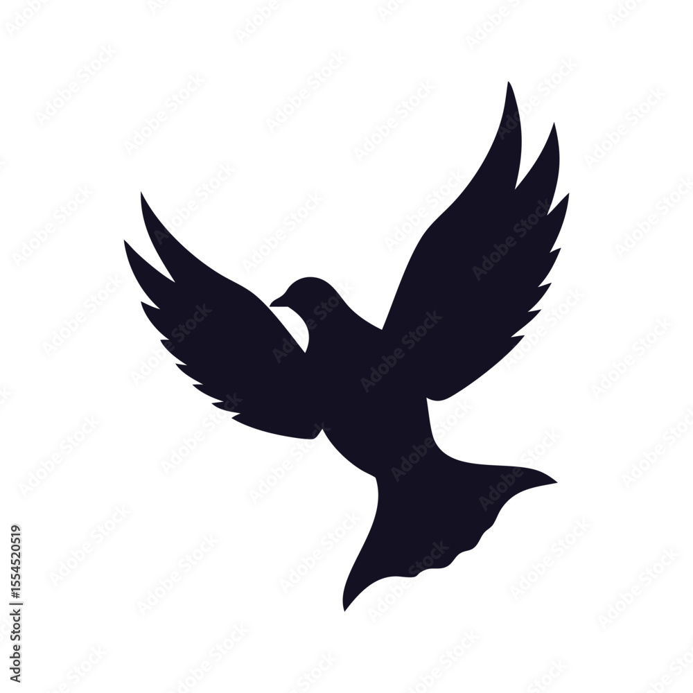 Fototapeta premium Holy Spirit Dove in Flight Silhouette Vector Icon.