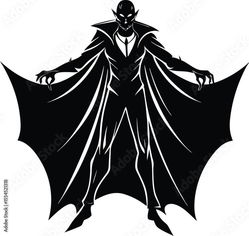 Silhouette of a vampire with cape