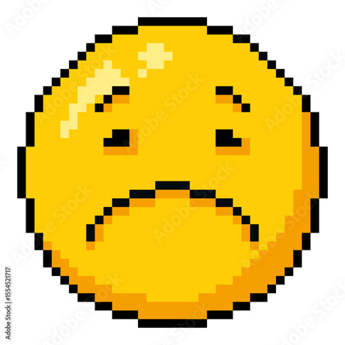 Vector Single Yellow Pixel Art Sad Emoticon