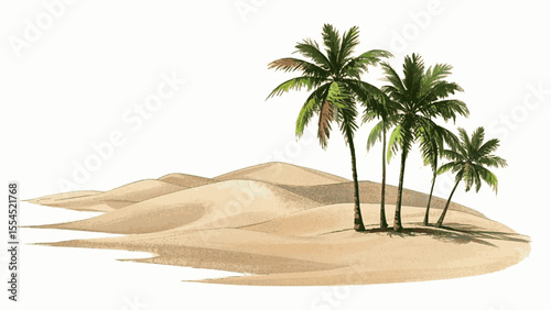 Azure Lagoon Dream Sandy island with palm trees isolated watercolor vector illustration svg