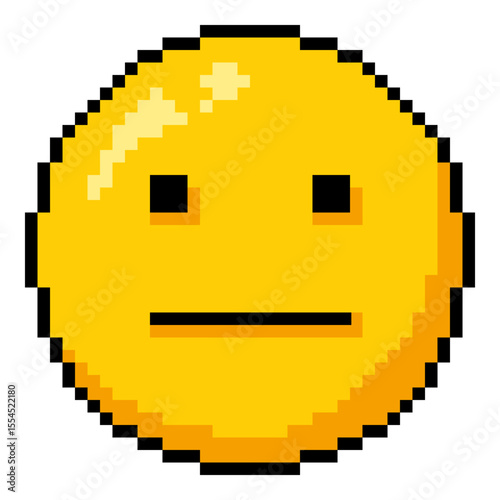Vector Single Yellow Pixel Art Calm Emoticon