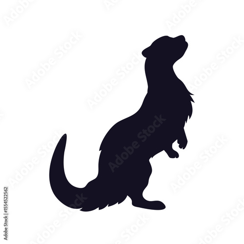 River Otter or Weasel Silhouette Icon Vector Graphic.
