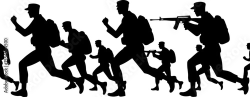 soldiers, military, army, advance, uphill, climb,  vector bundle