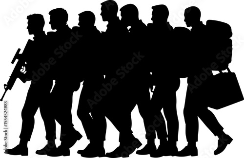  military, army, advance Soldiers Advancing Up Hill Silhouette vector bundle