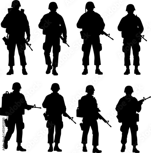  military, army, advance Soldiers Advancing Up Hill Silhouette vector bundle
