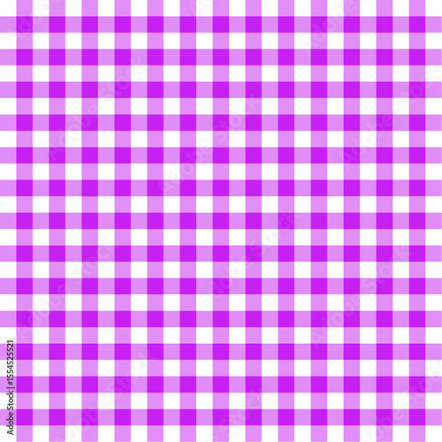 Gingham seamless pattern with purple and white color, checkerboard background, square, tablecloth, book cover, Vector illustration