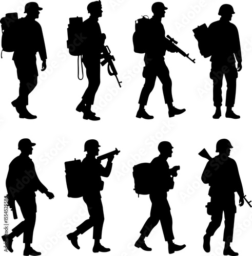  military, army, advance Soldiers Advancing Up Hill Silhouette vector bundle