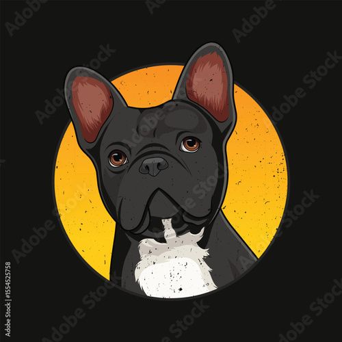 black cat with a ball Warm Gaze: French Bulldog Portrait in Radiant Yellow-Orange Glow