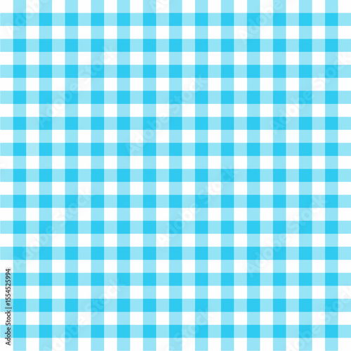 Gingham seamless pattern with blue  and white color, checkerboard background, square, tablecloth, book cover, Vector illustration