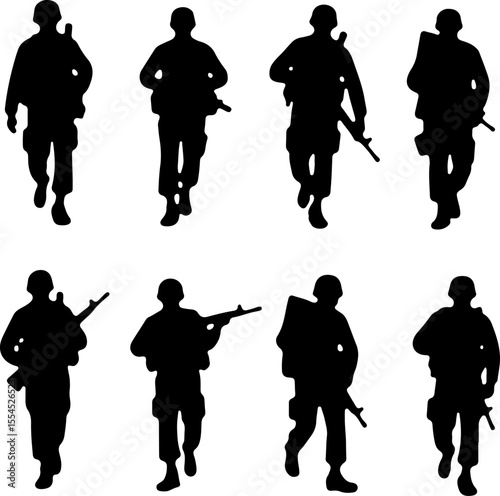  military, army, advance Soldiers Advancing Up Hill Silhouette vector bundle