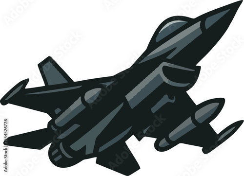 Modern Jet Fighter Mascot Style Vector Illustration – Military Aircraft Emblem Design
