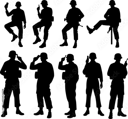  military, army, advance Soldiers Advancing Up Hill Silhouette vector bundle
