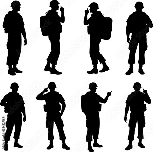  military, army, advance Soldiers Advancing Up Hill Silhouette vector bundle