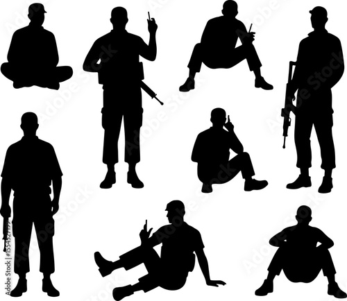  military, army, advance Soldiers Advancing Up Hill Silhouette vector bundle