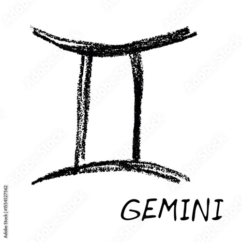 Hand drawn gemini zodiac sign Esoteric symbol doodle Astrology clipart Element for design