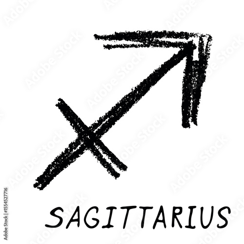 Hand drawn sagittarius zodiac sign Esoteric symbol doodle Astrology clipart Element for design
