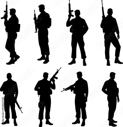  military, army, advance Soldiers Advancing Up Hill Silhouette vector bundle