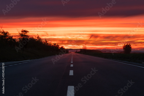 sunset on the road