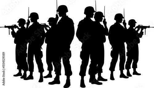  military, army, advance Soldiers Advancing Up Hill Silhouette vector bundle