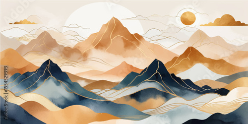A breathtaking mountain landscape unfolds with snow-capped peaks under a vast sky, capturing the serene beauty of nature's winter embrace