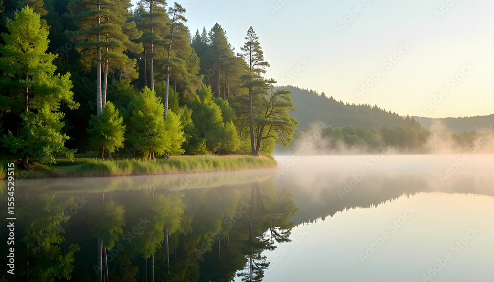 Fototapeta premium The picture captures a stunning landscape of lush green hills and valleys leading down to a serene body of water, bordered by steep cliffs and the distant ocean.