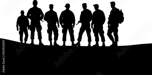  military, army, advance Soldiers Advancing Up Hill Silhouette vector bundle