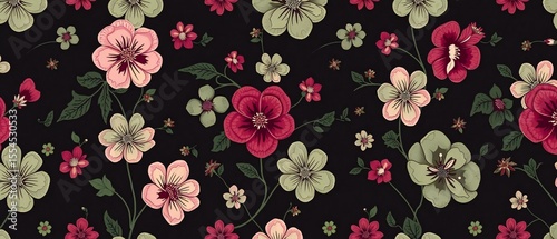 Wallpaper Mural seamless floral pattern Torontodigital.ca