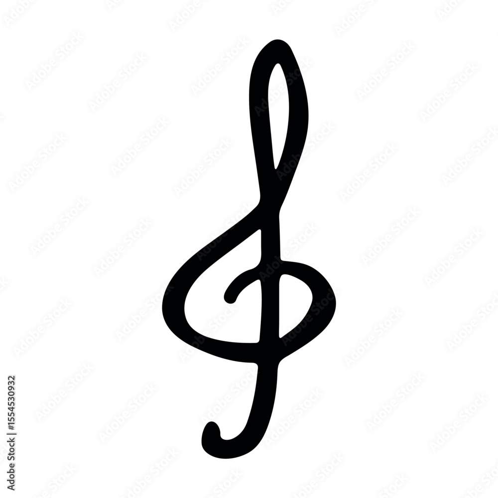 Obraz premium Treble clef doodle. Hand drawn musical symbol. Single element for print, web, design, decor, logo
