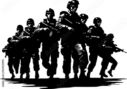 military, army, advance Soldiers Advancing Up Hill Silhouette vector bundle