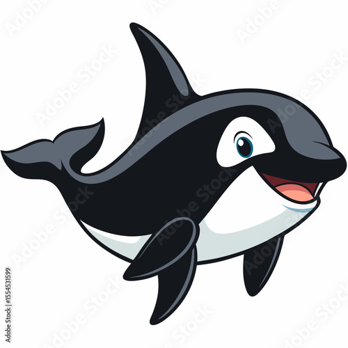 vector illustration of cartoon orca